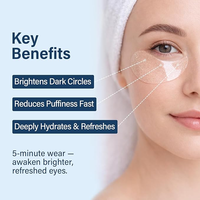 SIRIUSLY BRIGHT Under Eye Patches 28 Pairs, 5-Min Revitalizing Eye Masks with Caffeine Hyaluronic Acid Iris Moss to Reduce Dark Circles and Puffiness, Brightening & Depuffing Gifts for Women