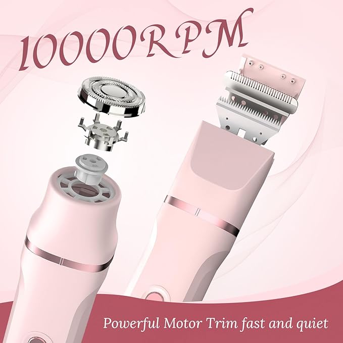 Bikini Trimmer for Women，Electric Body Hair Trimmer, 3 in 1 Wet/Dry Shaver Groomer, Replaceable Ceramic Blade Heads, Electric Razors for Women Legs, Bikini Shaver