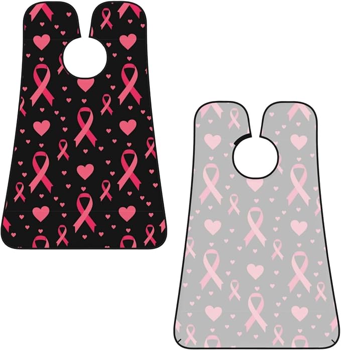 Waterproof Grooming Apron, Non-Stick Beard Bib with Suction Cups, for Breast Cancer Awareness Ribbons Love Heart Black