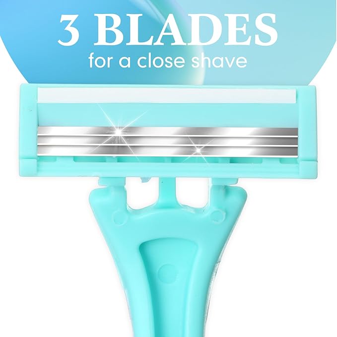Lasnten 36 Pcs Women's Disposable Razors Bulk Three-blade Sensitive Skin Razor for a Close and Comfortable Shave for Travel Spa Gym Donation Etc