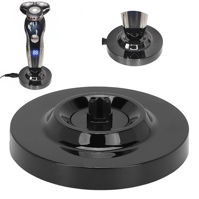 zjchao Universal Electric Shaver Charging Stand, Electric Shaver Charging Base, Replacement Shaver Charging Stand, Round Shape Men's Electric Shaving Razor Charging Base, Black