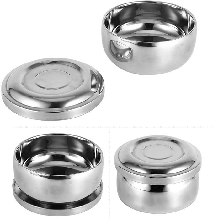 Stainless Steel Shaving Bowl, Men Wet Shaving Soap Mug Bowl Silver Metal Face Cleaning Health Care Shave Tool With Lid, Shaving Soap Dish, Shaving Foam Bowl