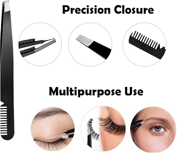 Eyebrow Razor Kit, 6 in 1 Professional Eyebrow Grooming Set for Women and Men, Including 3 Eyebrow Razors Trimmer,1 Tweezer,1 Scissor,1 Eyelashes Roller,1 Storage Bag