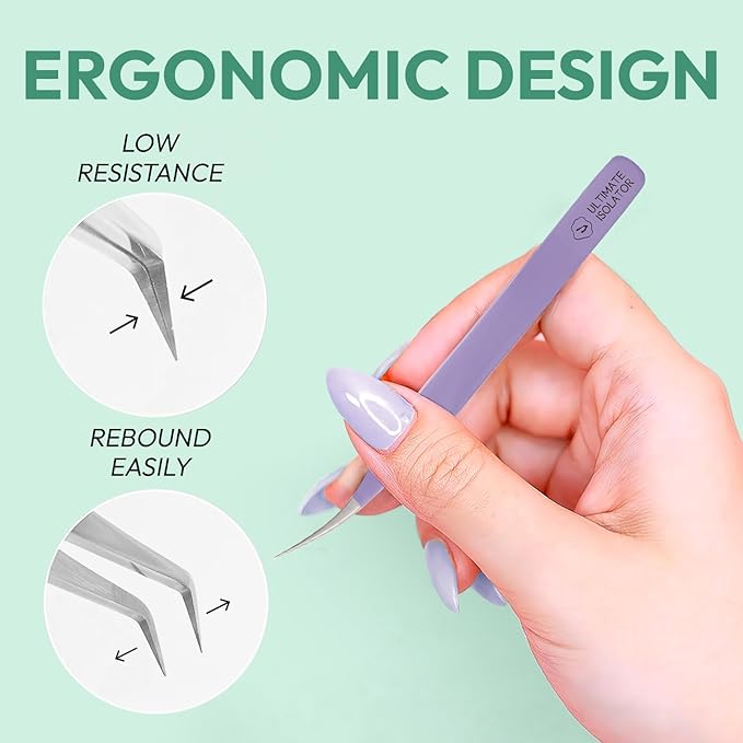 Eyesy Lash Ultimate Isolator Lash Tweezer | Professional Volume False Lash Application Tool | Multi Shapes & Purposes Tweezers | Non-Slip Grip Tweezers (Black)