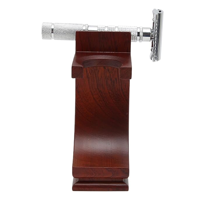 Wood Shave Stand razor and brush stand Strong Practicality Anti Slip Base Shave Stand Strong Stable To Use Wine Red for Bathroom Belleza