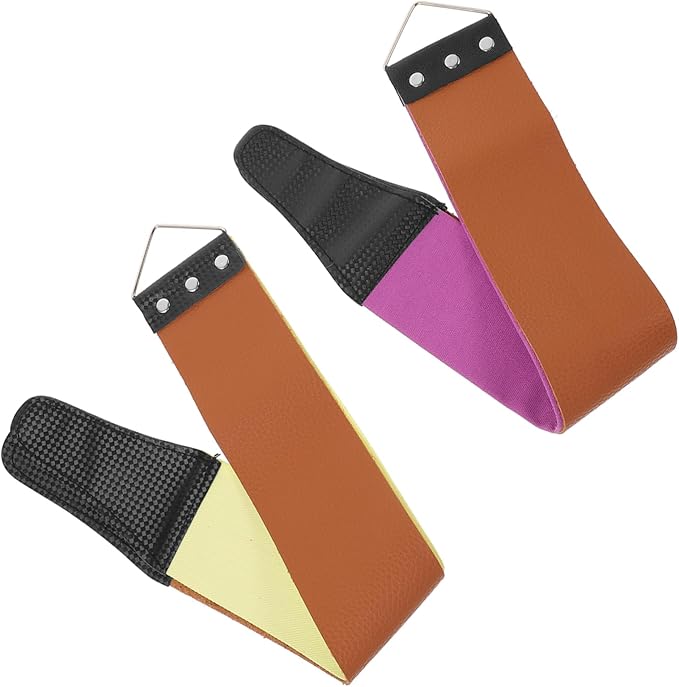 NOLITOY 2pcs Dual-sided Razor Strop Tool Practical Manual Sharpener for Straight Razors and Blades Durable Genuine Random Color Easy Operation for Home Grooming