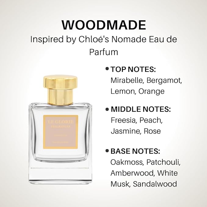 Inspired by Chloé's Nomade Eau de Parfum, Woodmade EDP, Long Lasting 12-14 Hours Perfume Spray for Women, Unisex, All Skin Types - Cruelty Free - 1.7 Fl oz 50ml