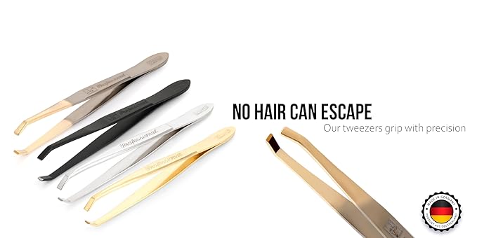 Solingen Stainless Steel Professional Slanted Tip Tweezers | Best Shaped for Eyebrows Extensions Chin Cheek Face Facial Hair | Made in Germany