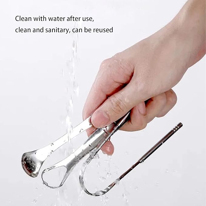 2 Pack Tongue Scraper,Stainless Steel Tongue Cleaners,Tongue Scraper for Adults, Reduce Bad Breath and Fresh Breath(Silver)