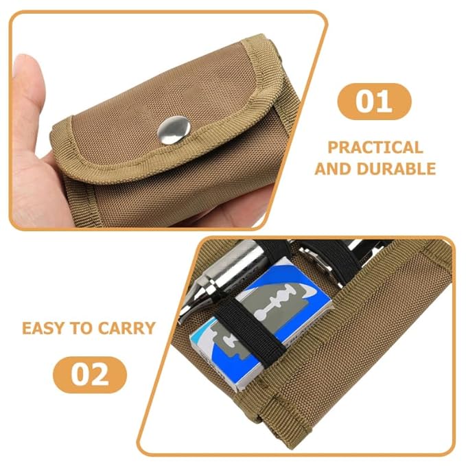 1PCS Razor Storage Bag Men Grooming Storage Bag Razor Case for Travel Soft Shaver Case Carrying Cover Bag Safety Razor Case for Travel and Outdoor