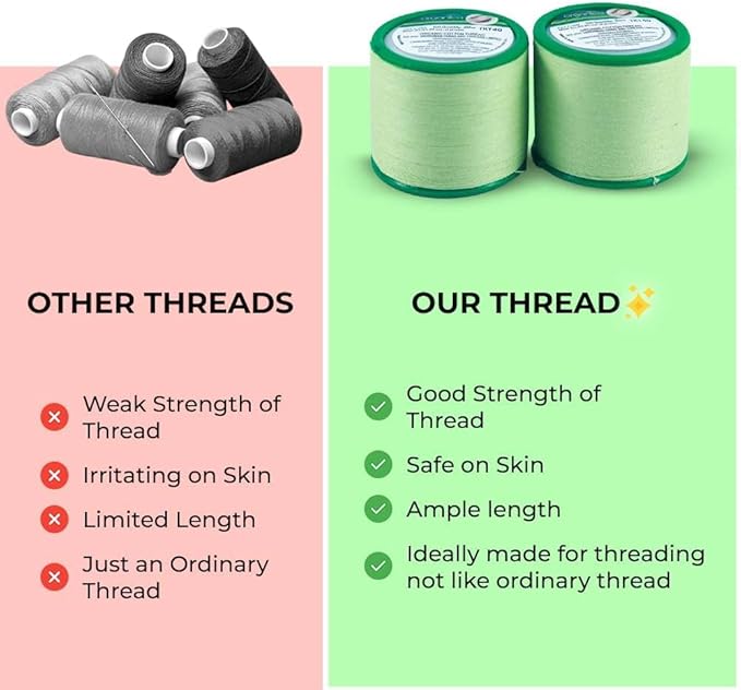 Eyebrow Thread 1 Spool X 300m | Eyebrow Organic Cotton Thread |Tool for Upper Lip Chin Forehead Hair Removal | for Perfect Eyebrow Sculpting | Pack of 2
