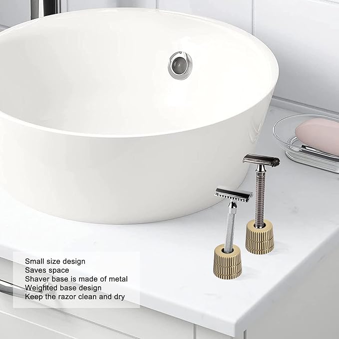 Metal Shaving Stand Base, Lightweight Slip Resistant Save Space Keep Dry Razor Holder, Brush & Toothbrush Pen Stand