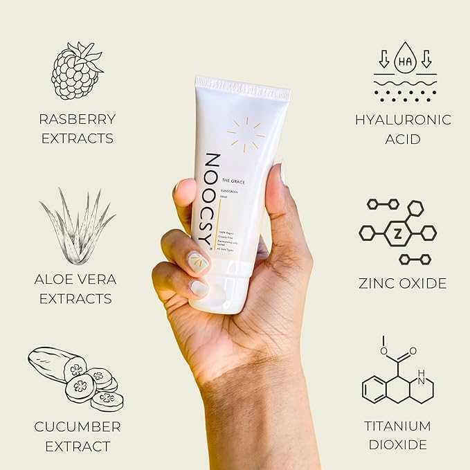 N-oocsY, The Grace Sunscreen Spf 50+ Pa++++++ With Zinc Oxide, Titanium Dioxide And Hyaluronic Acid | Lightweight With Multi-Vitamins | No White Cast | For Men & Women | 50 G, All