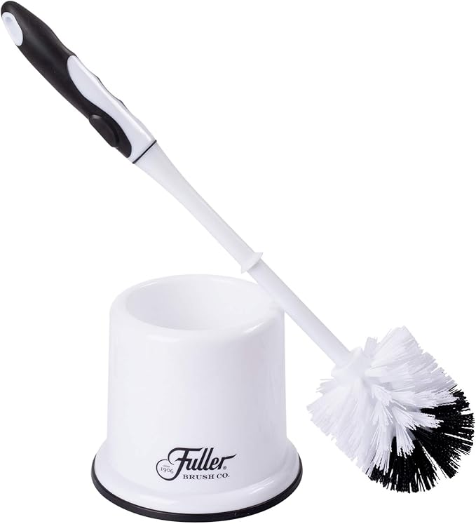 Fuller Brush Toilet Bowl Brush in Caddy Set – 16-Inch Long Handle – Heavy Duty Dome Tufted Bristles, Rubberized Non-Slip Grip, Bathroom, Rim, Trap Cleaner (Pack of 2)