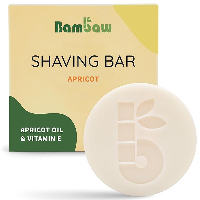 Bambaw | Shaving Soap for Women | 2.8 oz | Apricot Oil & Vitamin E Shave Soap | Shaving Bar for all Skin Types | Shaving for Women | Eco & Vegan Shaving Soap Bar | Apricot Shaving Soap Puck