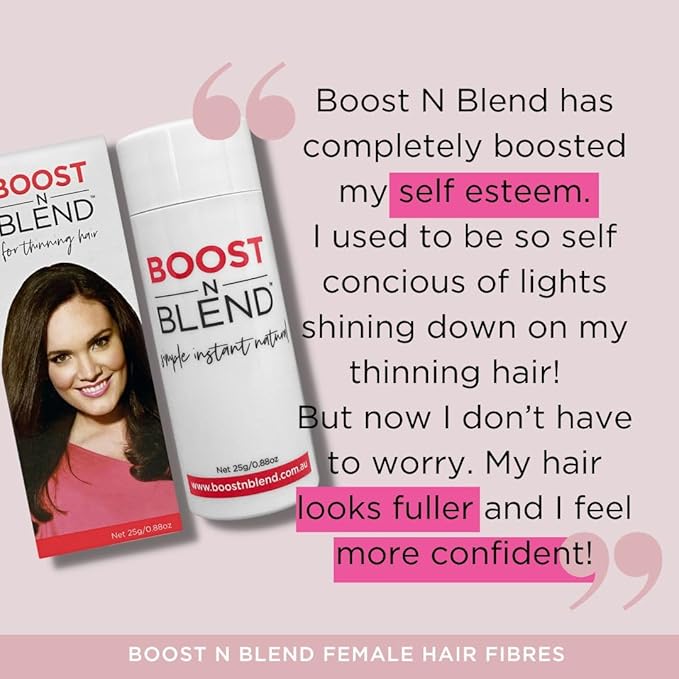 Boost N Blend Hair Volumizer for Women - Scalp Concealer Powder and Cotton Fibers for Thinning Hair (25g/0.88oz)