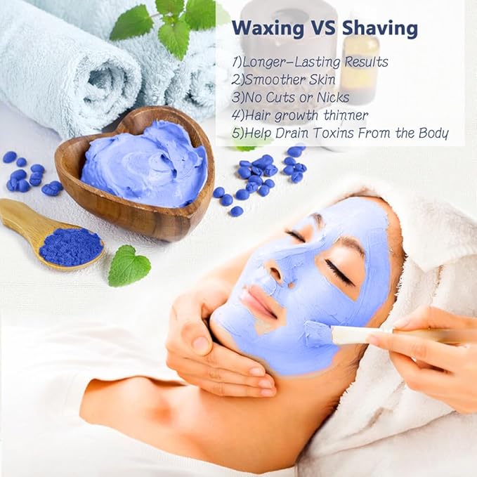 Waxing Kit - Portable Wax Heater for Hair Removal with 5 Pack Hard Wax Beans for Women and Men, Wax Warmer Kit - Suitable for Different Types of Hair, Eyebrow, Facial, Armpit, Bikini (White)