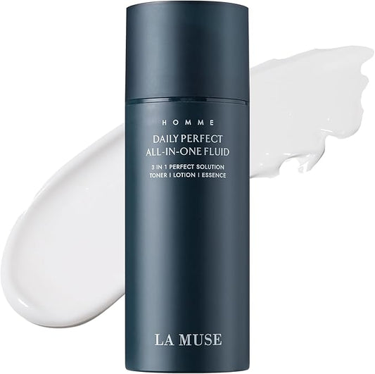 LA MUSE Homme Daily All-in-One Face Moisturizer for Men | 3-in-1 Toner, Lotion, Essence | Lightweight, Hydrating After-Shave Lotion for Oily & Sensitive Skin | Korean Skincare | Original Size
