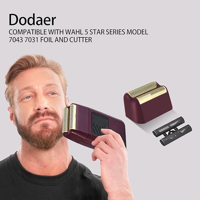 Professional 5 Star Series Finale Shaver Replacement Foil and Cutter Bar Assembly Compatible with wahl Shaver Foil 7031-100, 7043-100 Super Close Shaving Replacement Heads (red)
