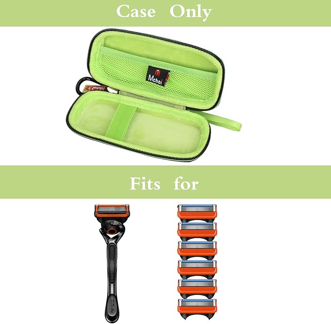 Mchoi Hard Carrying Case Fits for Fusion5 Men’s Razor & Proglide Shield Men's Razor, Case Only (Black, Green)