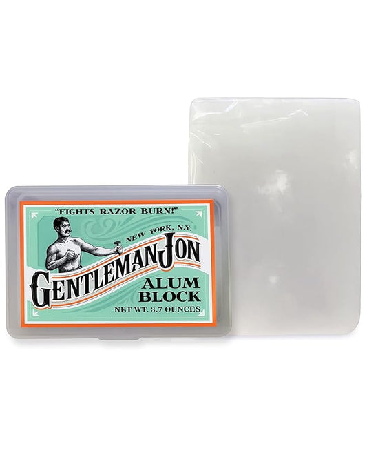 Gentleman Jon 3.7 Ounce Alum Block in Plastic Case - Upgrade Your Shave - Soothing Aftershave Solution for Shaving Razor Burn Relief - Travel Friendly Durable Plastic Case Included, Aftershave for Men
