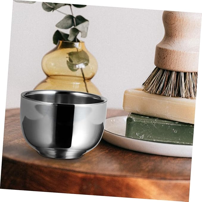 3pcs Stainless Steel Shaving Bowl Foaming Shaving Mug Bowl for Men Home Barber Shop Tool