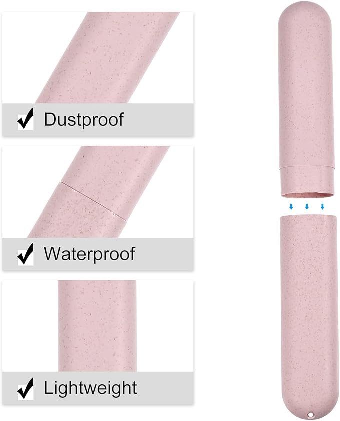 VOCOSTE 2pcs, Traveling Toothbrush Holders Case, PP Toothbrush Case for Travel Business, Pink, 8.07''x1.22''x0.83''