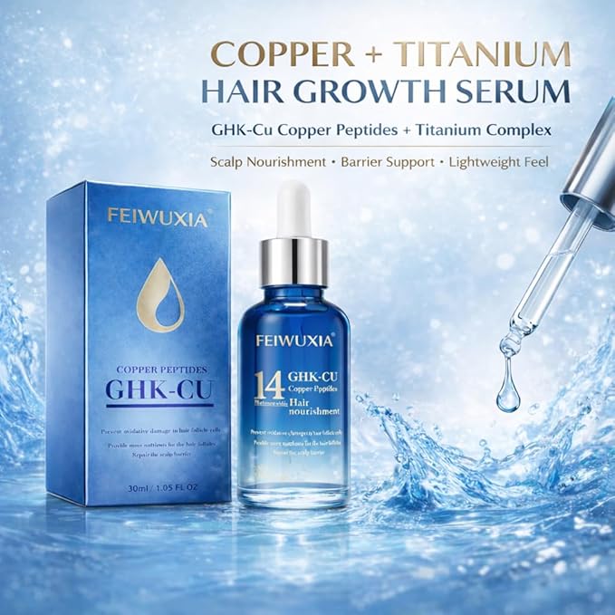 GHK-CU Hair Growth Serum, Hair Serum for Hair Growth, Scalp Nourishing Hair Growth Products to Support Thinning Hair for Men and Women