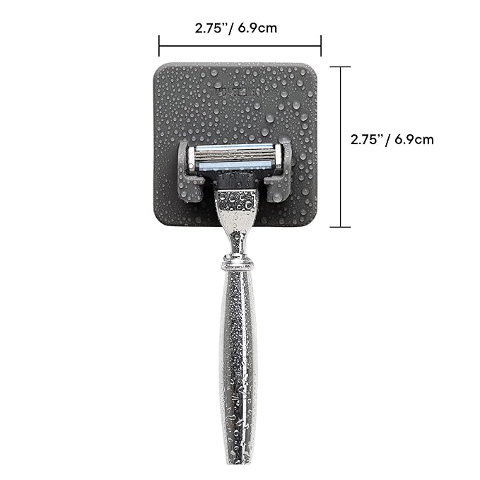 TOOLETRIES The Mason Razor Holder - Secure & Safe, Silicone Toiletry Organizer, Shower & Bathroom Accessory - Features Silicone-Grip Technology, Removable & Reusable - Charcoal