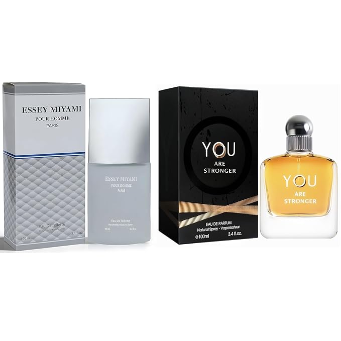 META-BOSEM Men's Perfume Gift Set, EDP, 2 Pack (3.4 oz / 100 mL each), YOU ARE STRONGER, Essy Miyami, Modern Fresh, for everyday, Long-Lasting, Gift Ready