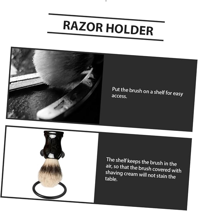Portable Razor Shaving Brush Holder with Soap Bowl Rack Dual Bracket Design for Tidy Bathroom Organization Compact Beauty Tool Stand Black