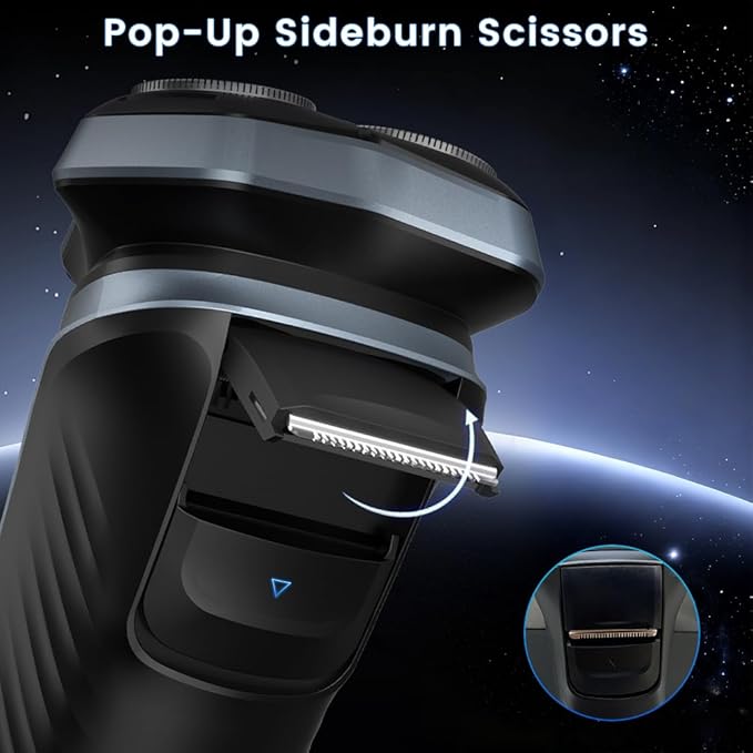Electric Razor for Men, Electric Shaver for Men Face, 4D Blades with Pop Up Trimmer Waterproof Wet Dry Rechargeable Travel Shaver