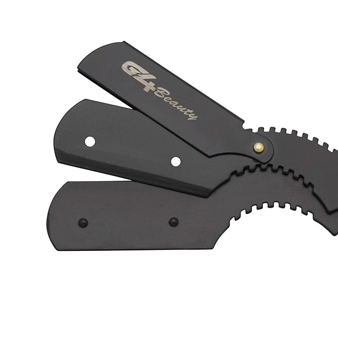 G4 Stainless Steel Straight Edge Barber Shaving Razor Blade for Close Shaving Men Replaceable Blades (White Black)