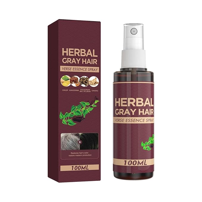 100ml Herbal Hair Tonic Spray for Gray Hair - Turns Gray to Black, Promotes Hair Regrowth & Reduces Dandruff - Natural Scalp Treatment with Ginseng & He Shou Wu