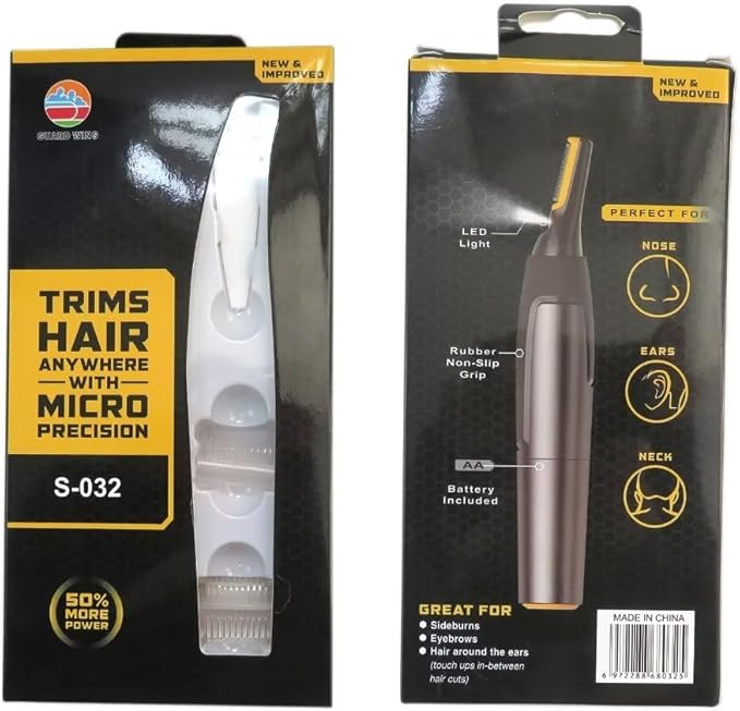 USonline911 2025 New Hair Trimmer Shaver Clipper for Men Women Ear Neck Eyebrow Trimmer Shaver Man Clean Trimer Razor 2 x Brush Heads & 1 x Hair Brush Gray Non-Slip G rip