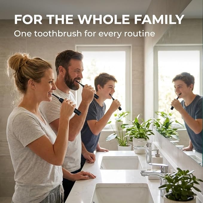 RBX Sonic Electric Toothbrush - Rechargeable Electric Toothbrush with 8 Brush Heads, Compact Travel Toothbrush, Ergonomic Handle, 6 Settings