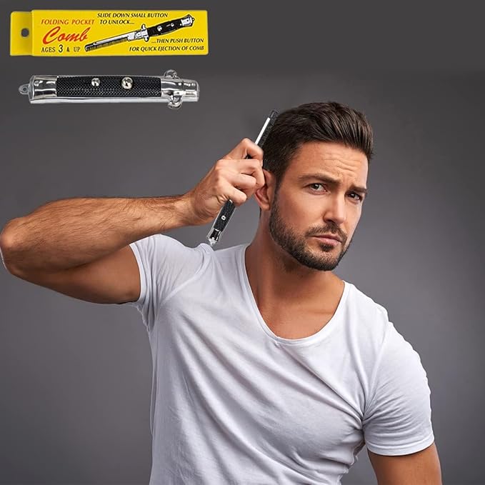 9" Inches Folding Pocket Comb, Stainless Steel (12-Pack)