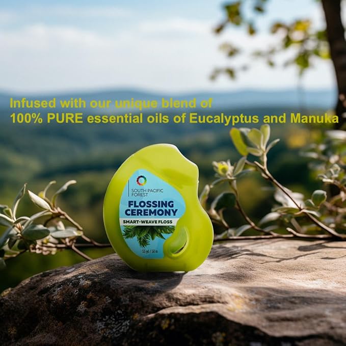 FlossingCeremony | Expanding Woven Dental Floss | Smart-Weave Floss | Vegan | Natural | Non-Toxic & PFAS Free | Eucalyptus & Manuka | Hilo Dental para Dientes | 55 Yards x 2 Units
