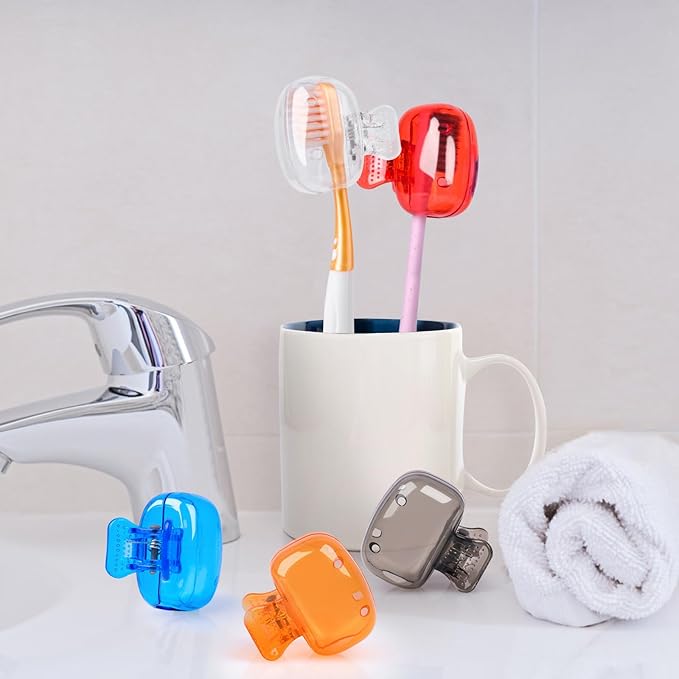 6 Pack Toothbrush Covers Portable Toothbrush Protector Coverings Clips Tooth Brush Storage Head Cover Cap for Kids Bathroom Home Travel Tooth Brush Case