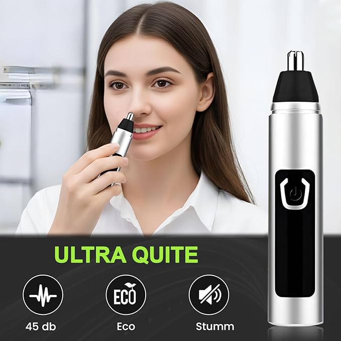 Nose Hair Trimmer for Men Women - Electric Nose Hair Clipper with Replaceable Stainless Steel Blade, Powerful 6500RPM Motor, Wet/Dry Use, Portable USB Rechargeable Design | Silver