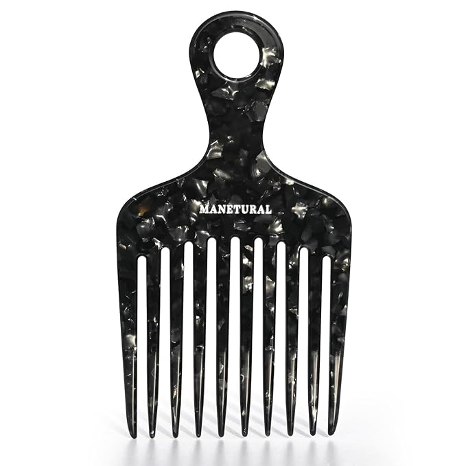 14MX Long-Tooth Comb/Afro Hair Lift Combs for Women's Curls and Men's Beards - Hand-Made, Hand-Crafted Beauty for Effortless Styling (black, 2 PACK)