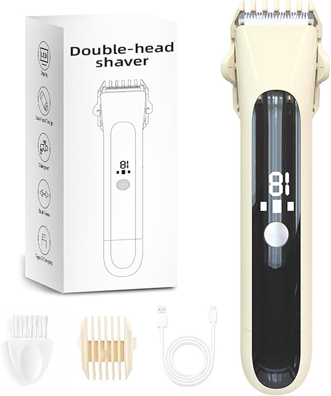 Bikini Shaver,2025 New Dual Head Shaver Women, 2 in 1 Wet & Dry Waterproof Electric Bikini Trimmer for Women,New Beige