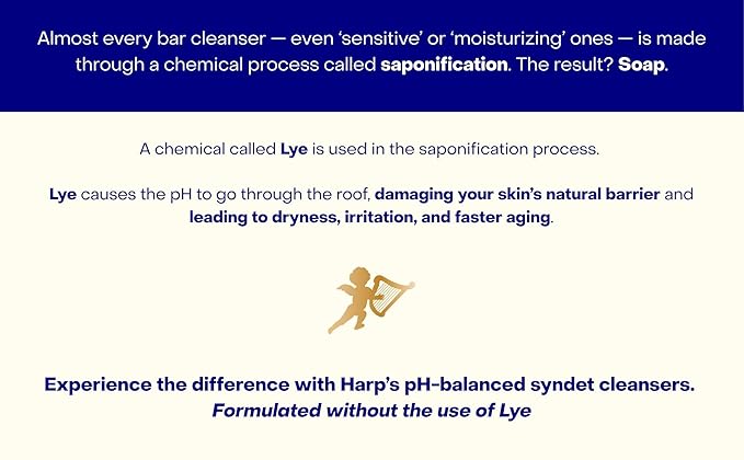 HARP pH-Balanced (5.0-6.0) Exfoliating Body Wash Bar - FRAGRANCE FREE. Bamboo Powder Exfoliation -the perfect consistency. Soap/Lye/Preservative/Dye/Masking agent-Free. Non-comedogenic. 5oz