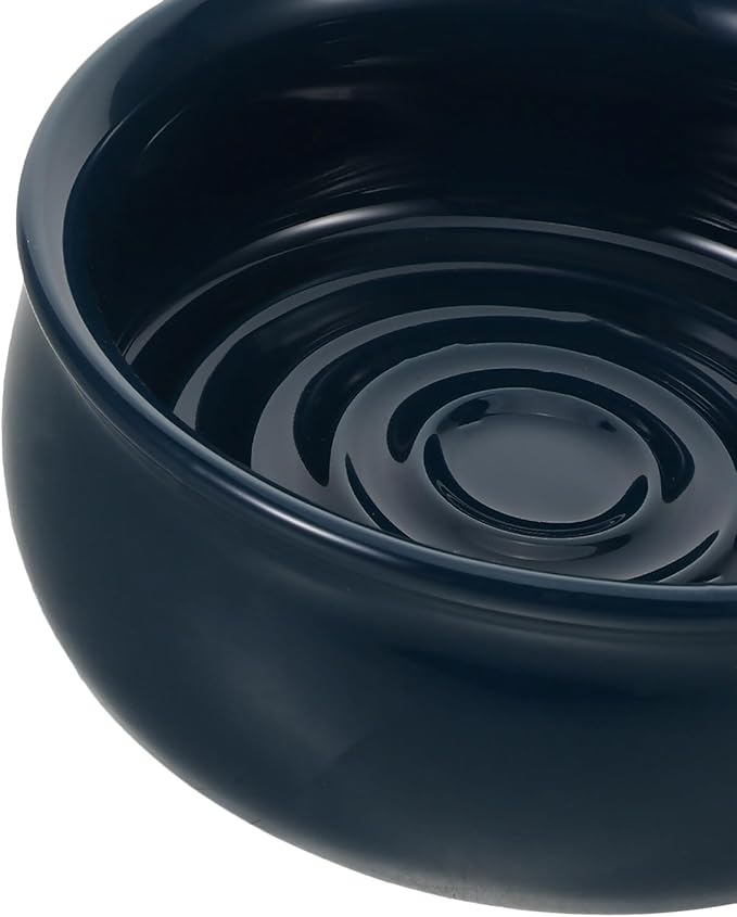 Ceramic Shaving Soap Bowl Navy Blue with Spiral Texture for Fast Lathering Travel Shaving Lather Mug Beard Shave Cream Bowl