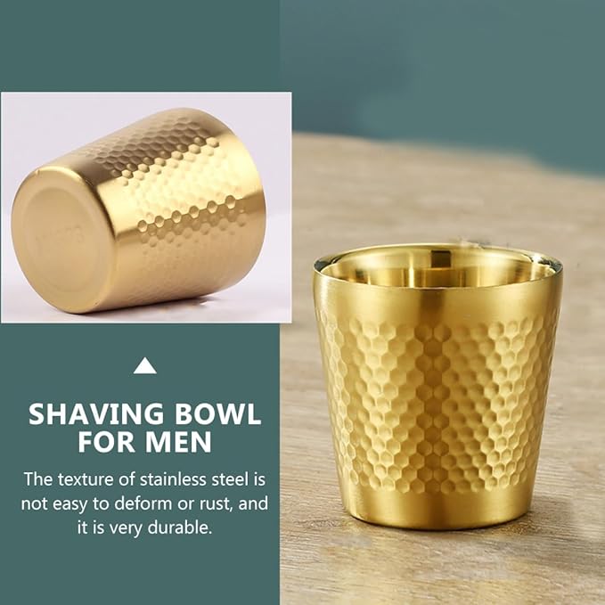 NOLITOY 304 Stainless Steel Shaving Soap Bowl for Men Bubble Foam Lathering Cup Gold Foaming Bowl for Daily Shaving