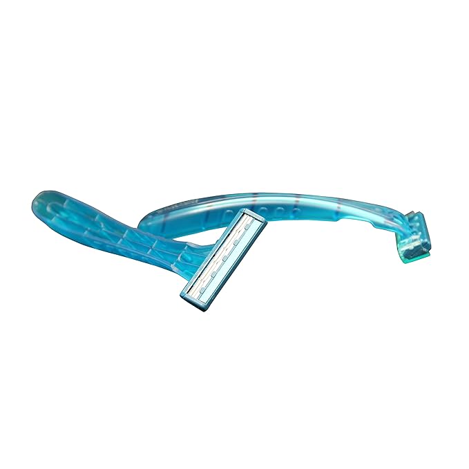 DawnMist Triple Play Personal Razor with Lubricating Strip Single Edge Triple Blade Teal 10 per Box DR3886