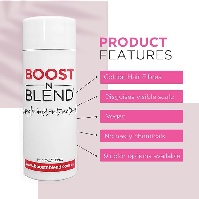 Boost N Blend Scalp Hair Concealer, Powder, Female Cotton Hair Fibers for Thinning & Visible Scalp - Volumizer for Women (25g/0.88oz)