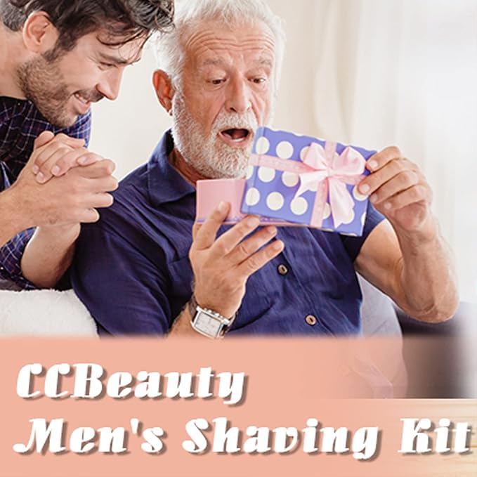 CCbeauty Mens Shaving Brush and Bowl Set, 4 in 1 Badger Shave Brushes Kit with Stainless Steel Bowl & Soap Mug, Safety Razor Stand, Birthday Boyfriend Dad Gifts Set for Men, Shaving Cream 3.5Oz