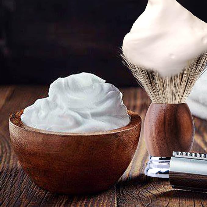 Grandslam Luxury Badger Shaving Brush Handmade Pure Badger Hair Brush with Wood Handle Heavy Alloy Base + Badger Bristle