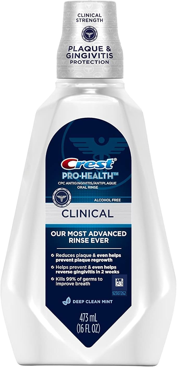 Crest Pro-Health Clinical CPC Antigingivitis/Antiplaque Oral Rinse Deep Clean Mint, Clean Mint 473 ml (Pack of 2)